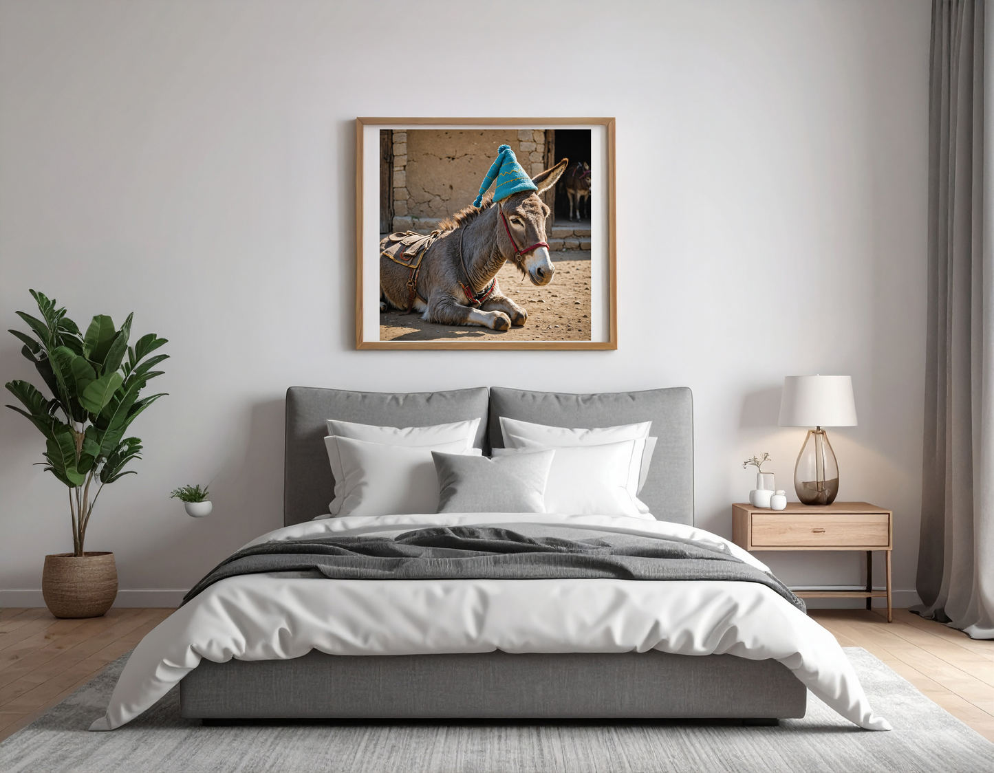 Donkey with sleeping hat and sleeping dress