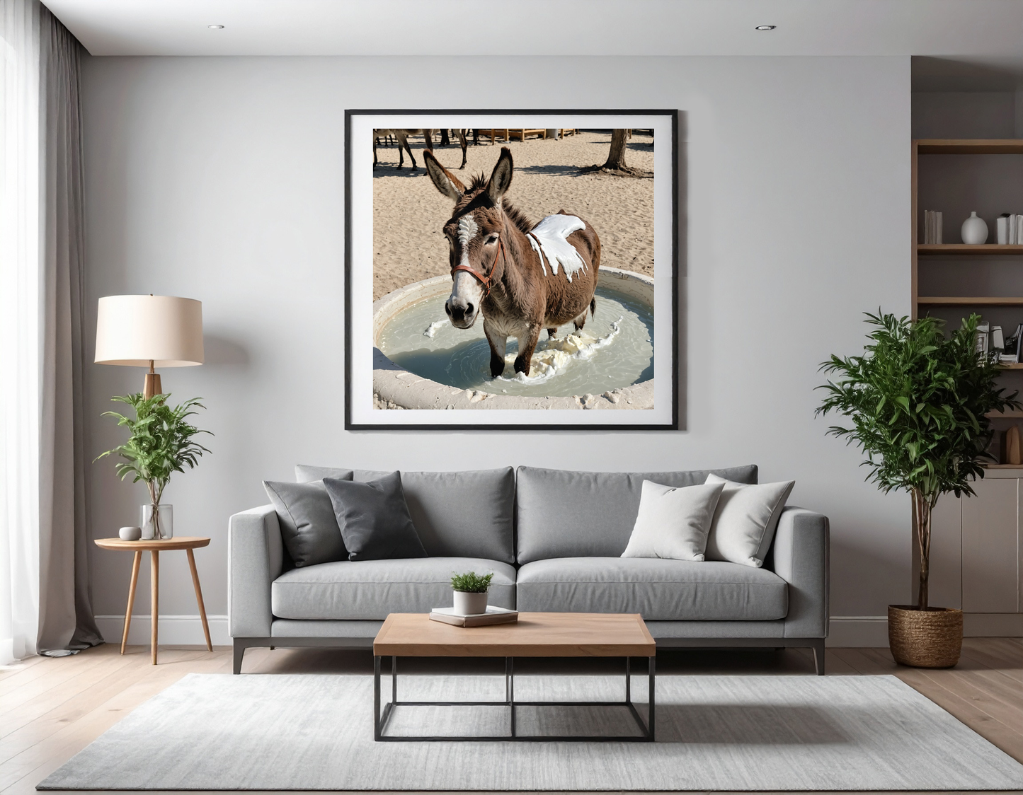 Donkey bathing in whipped creme