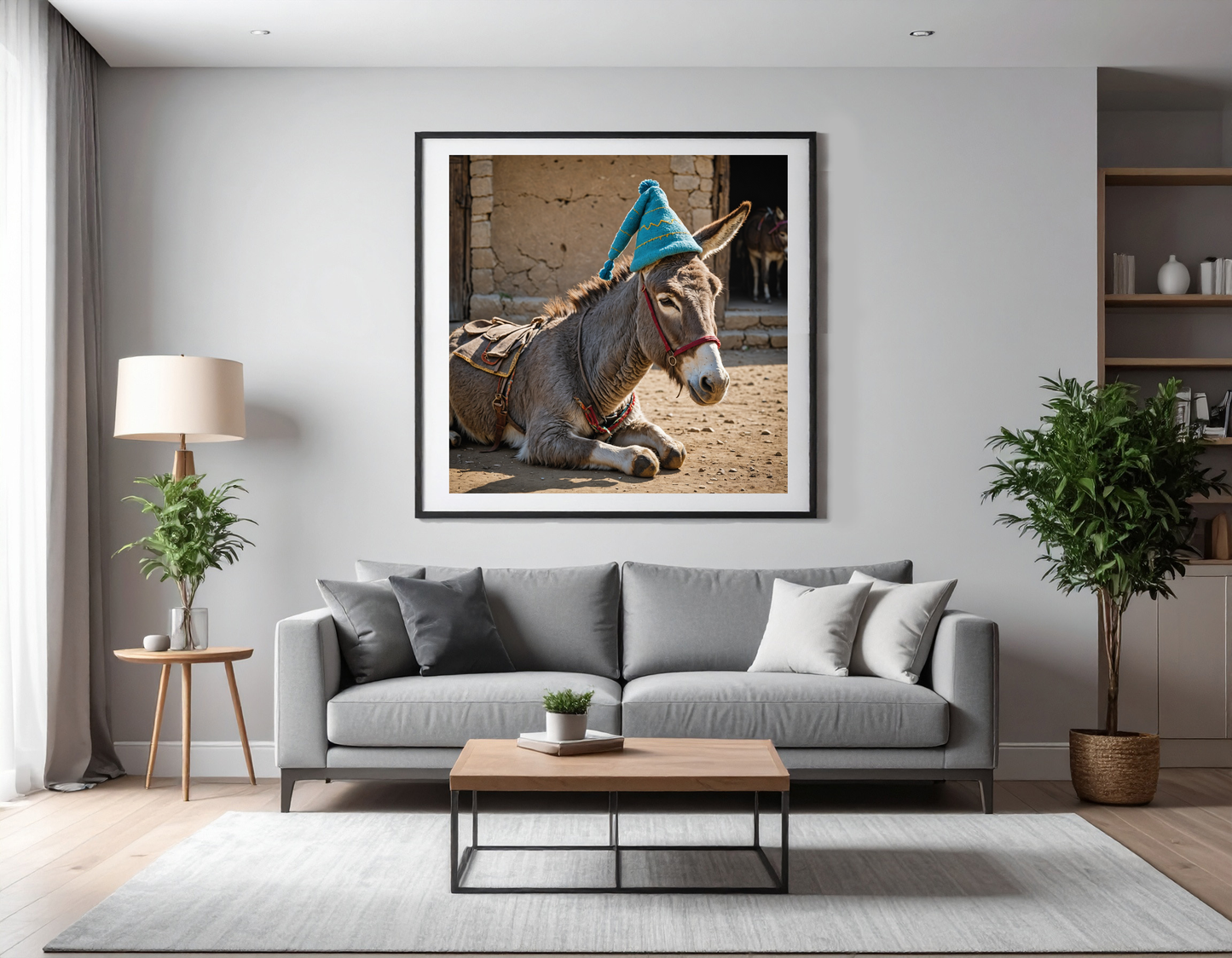 Donkey with sleeping hat and sleeping dress