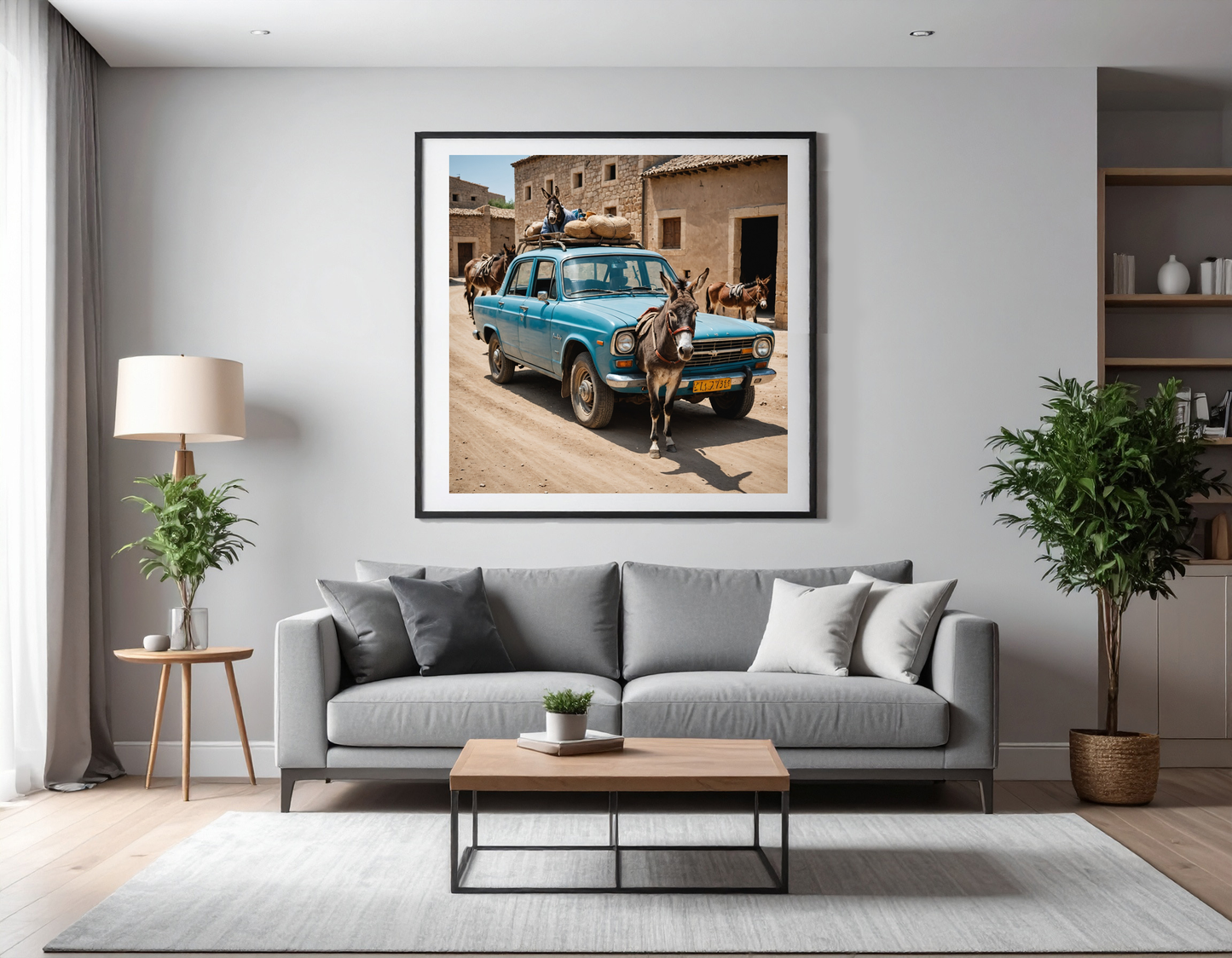 car with donkey