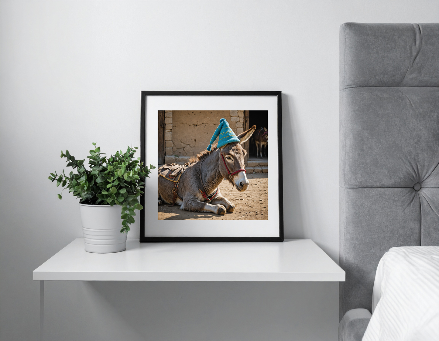 Donkey with sleeping hat and sleeping dress