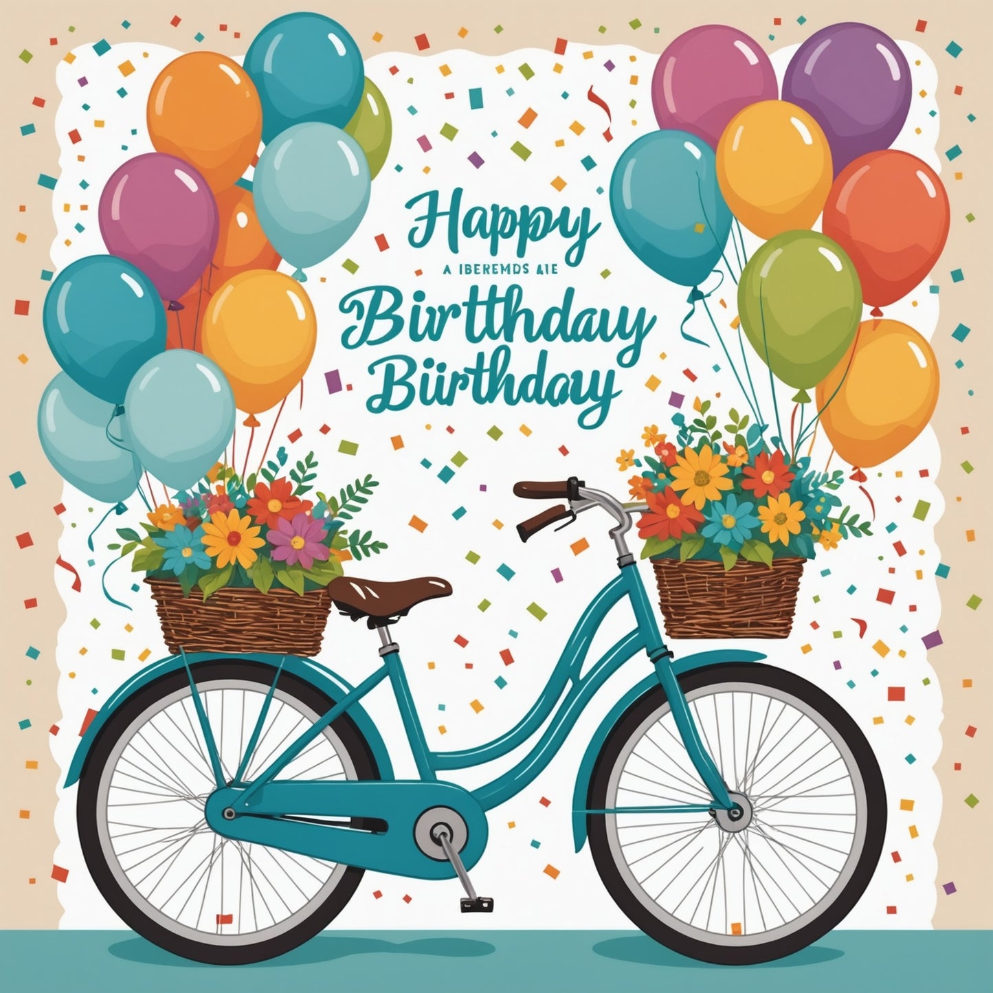 Birthday card with bicycle