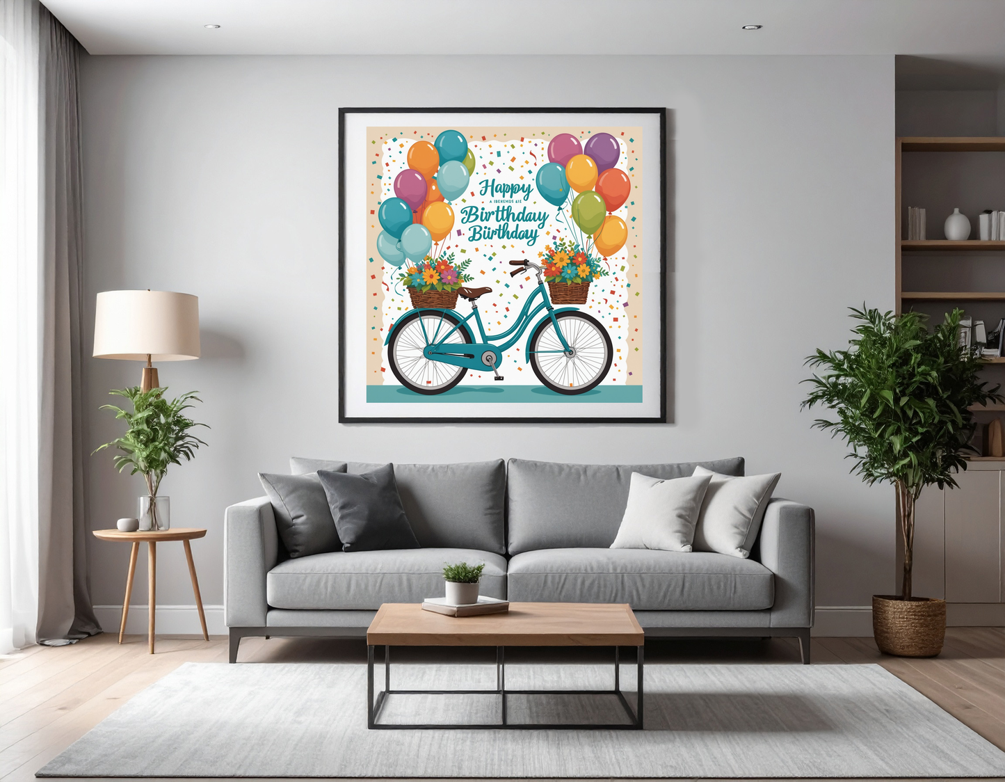Birthday card with bicycle