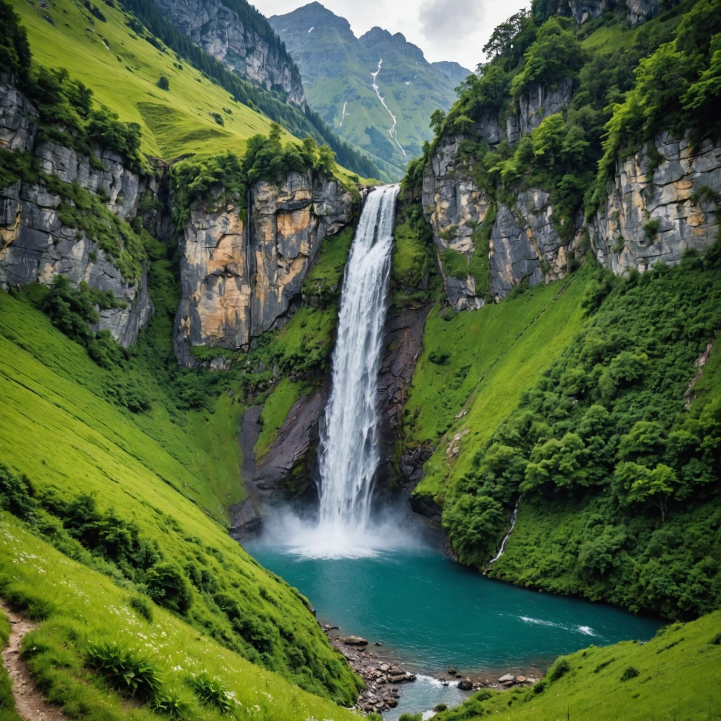 Waterfall on mountain