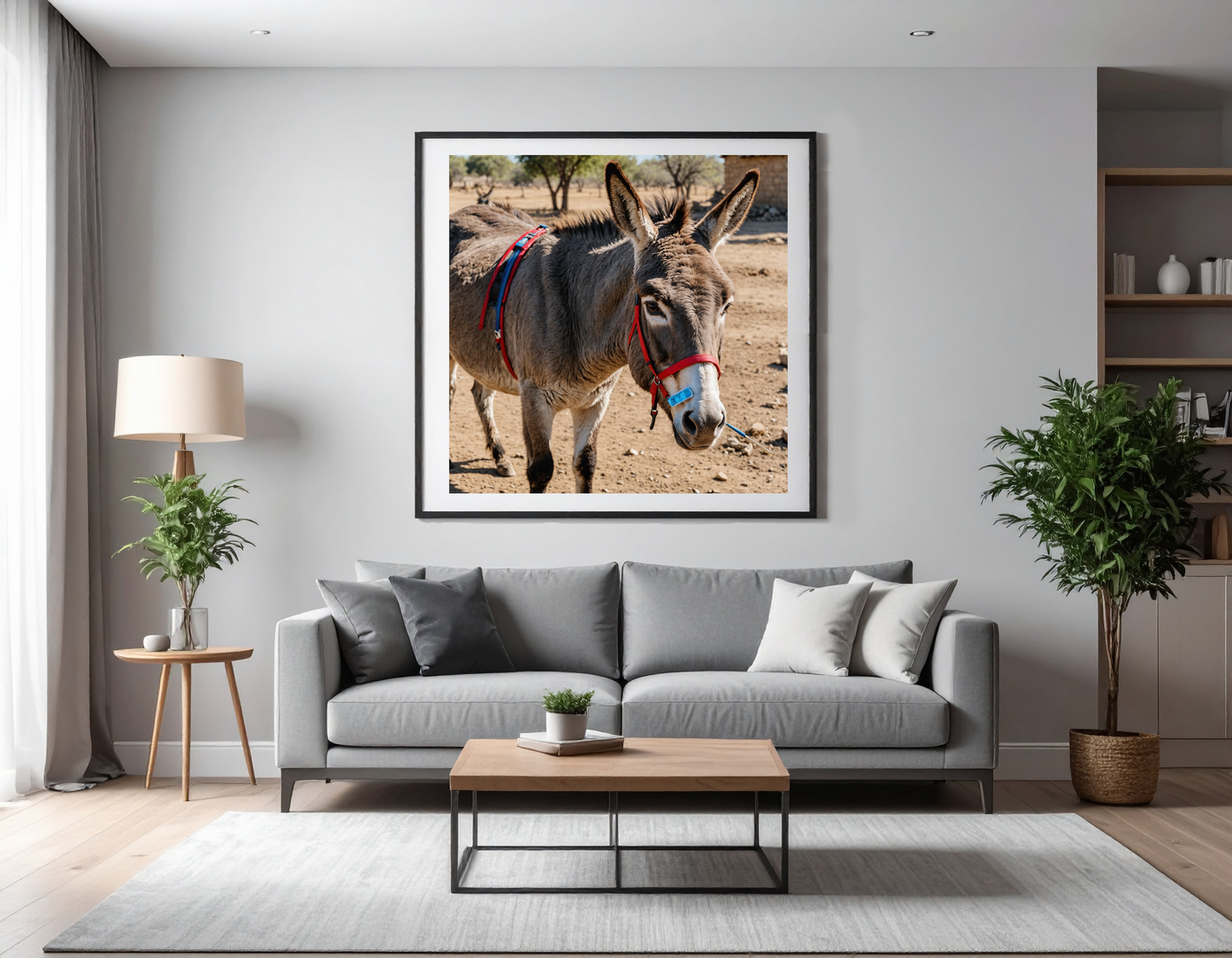 Donkey with a fever thermometer in its mouth