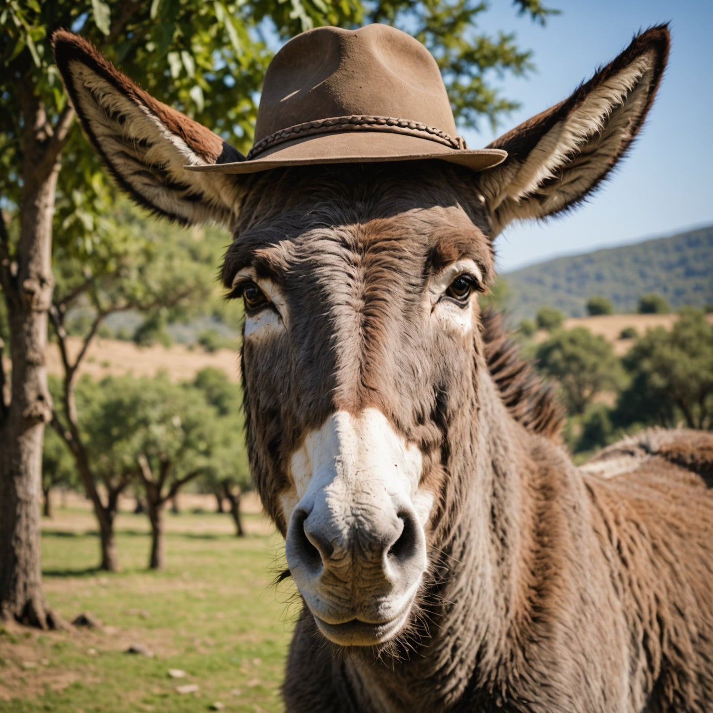donkey with hat