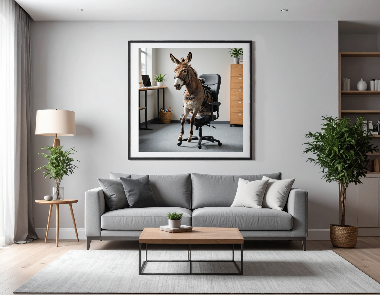 Donkey sticking to an office chair