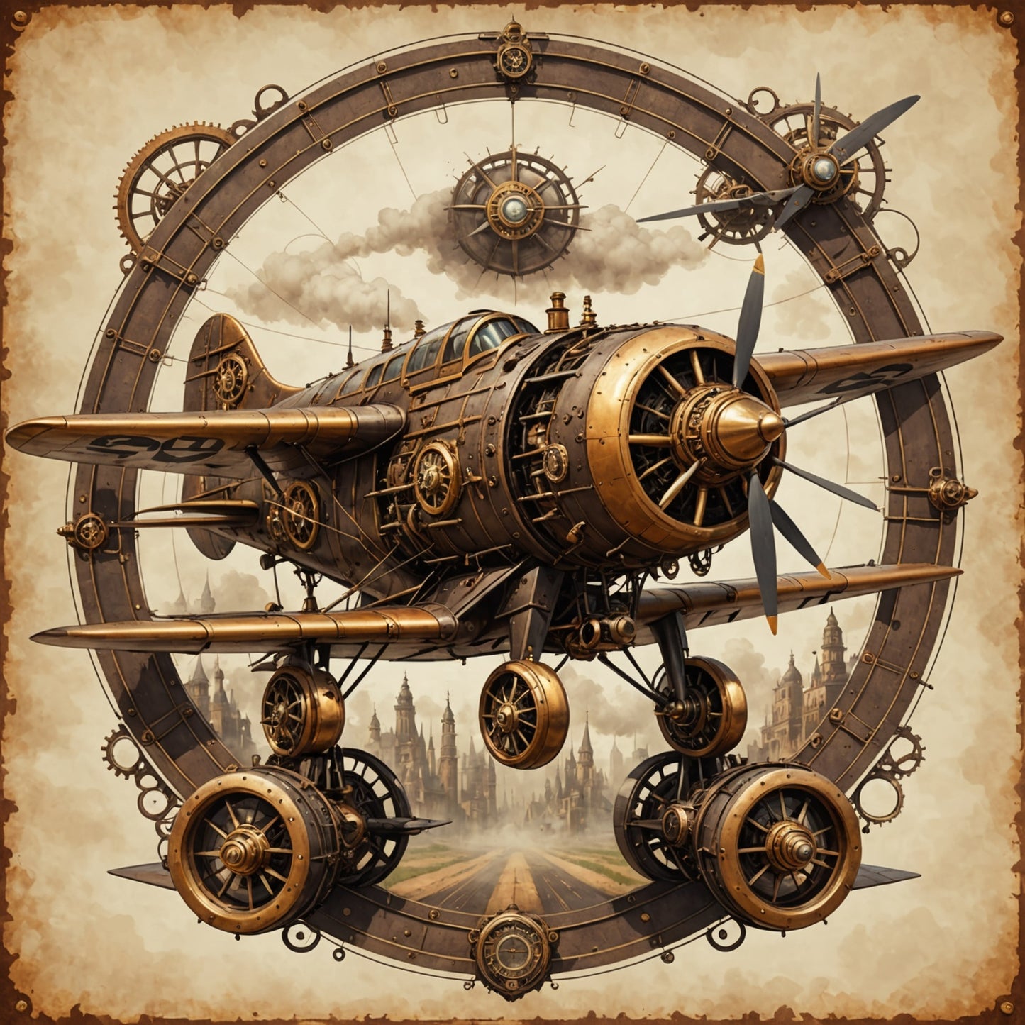 Airplane in steampunk style