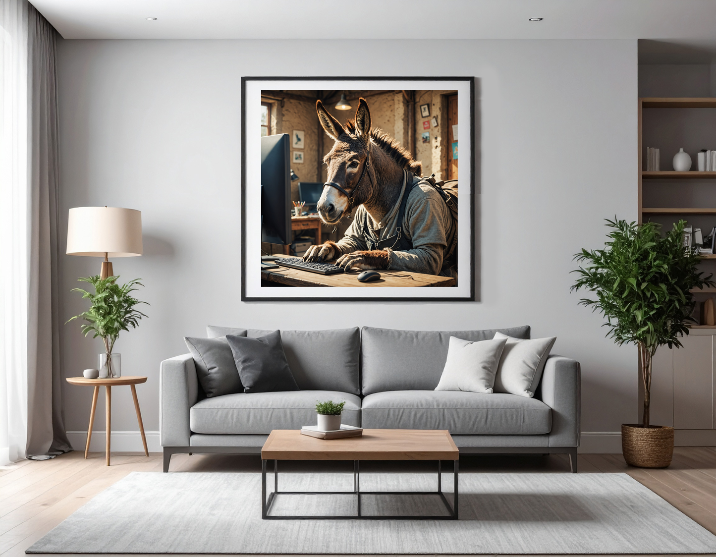 donkey at a computer
