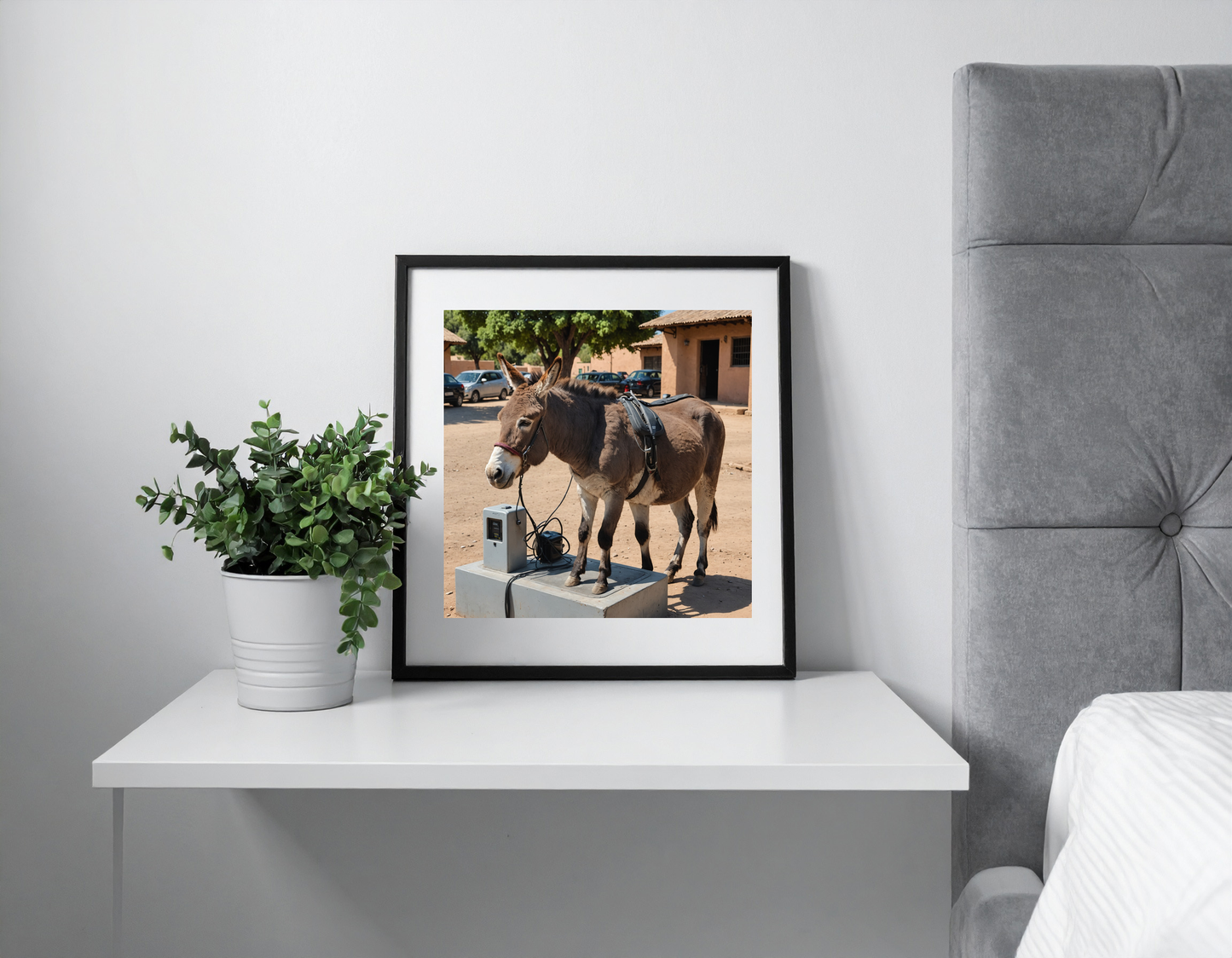 Donkey recharging at a charging station