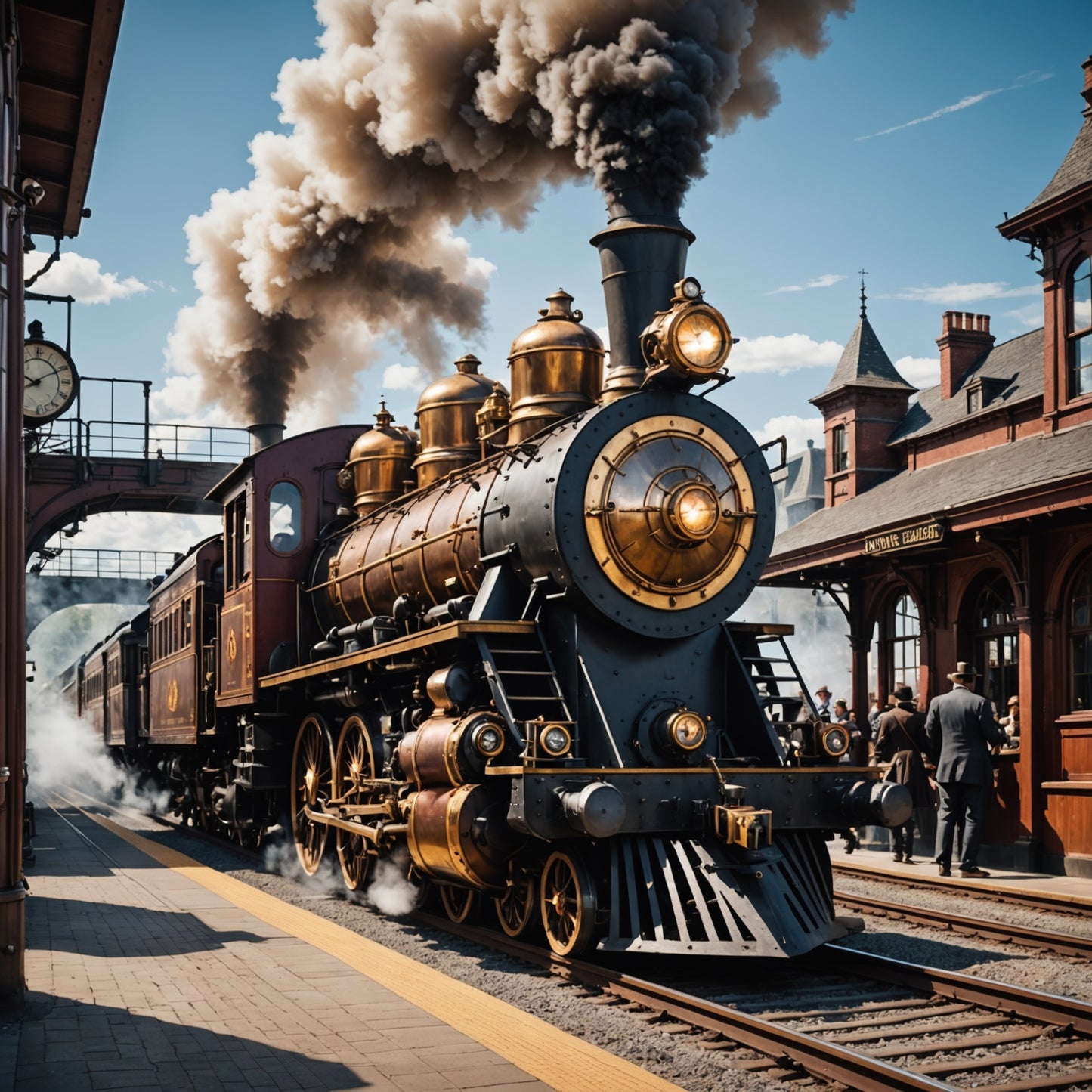 Steampunk Train leaving the station