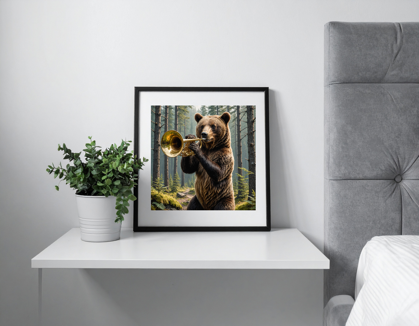 Bear with trumpet