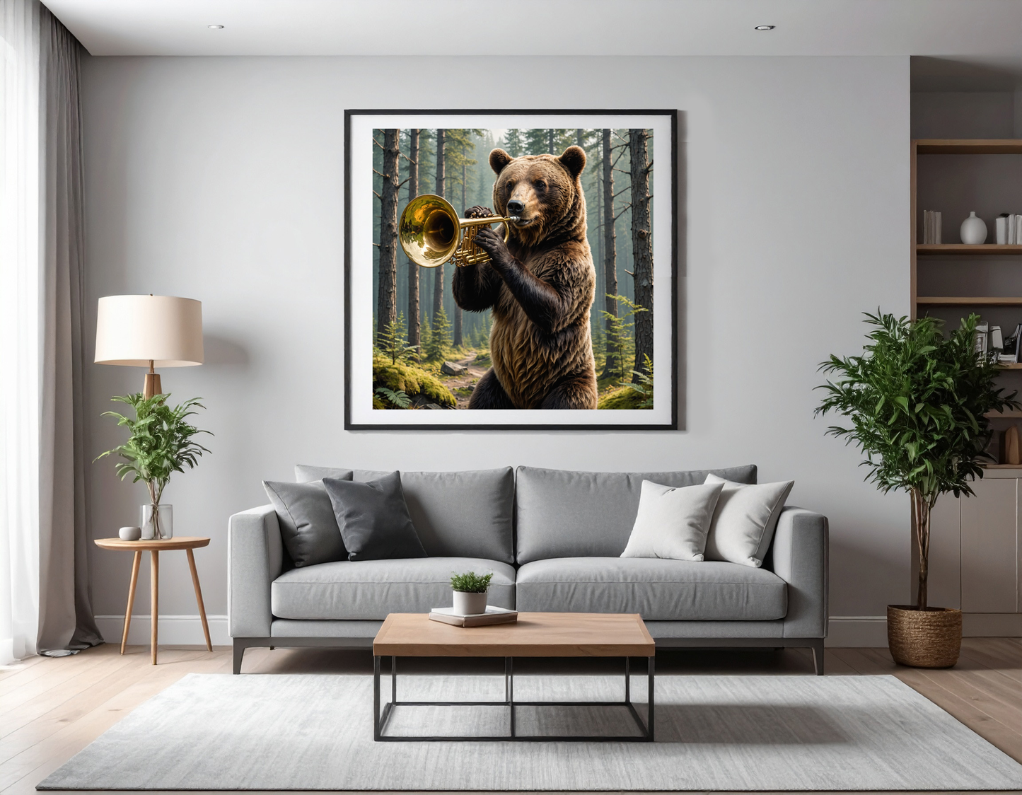 Bear with trumpet