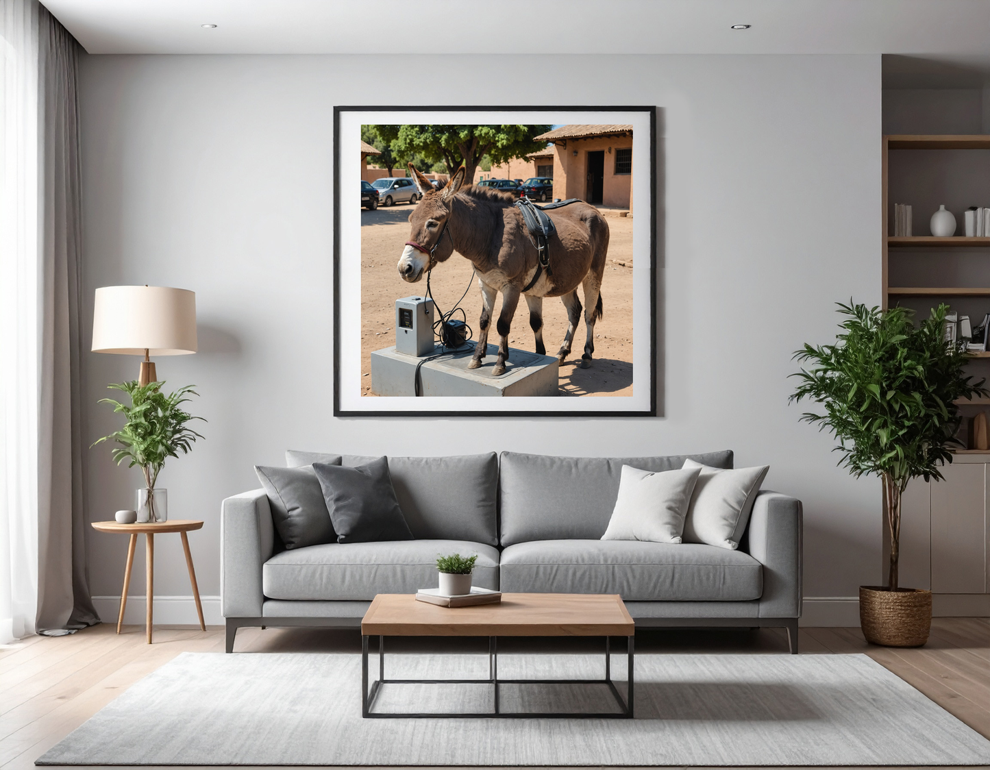 Donkey recharging at a charging station