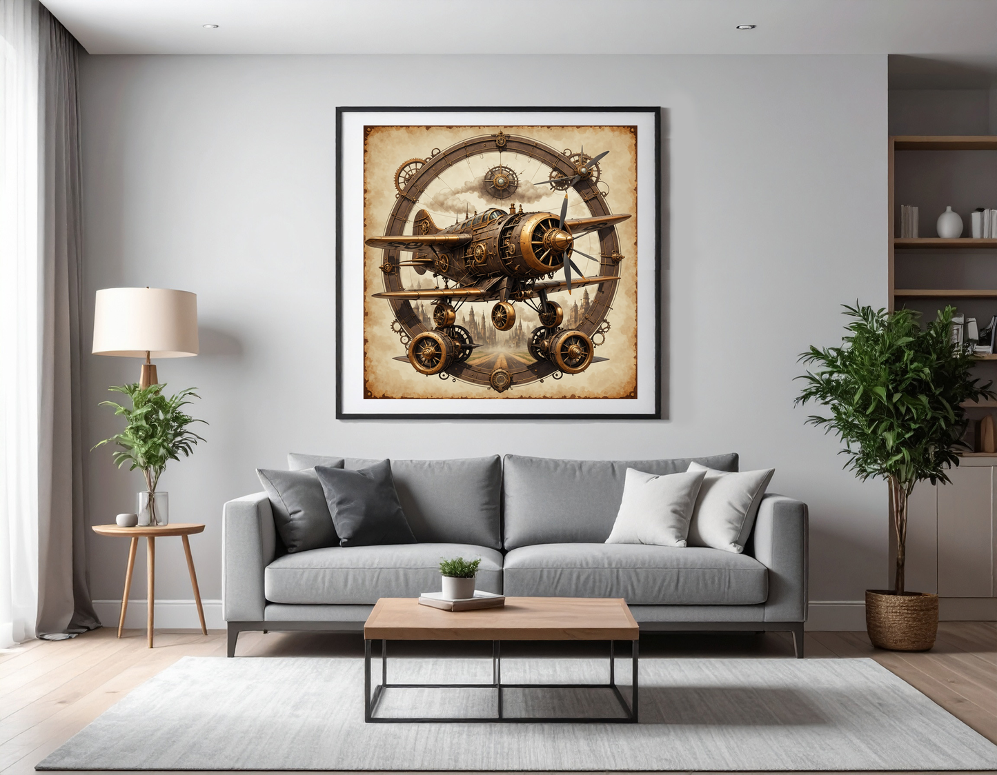 Airplane in steampunk style