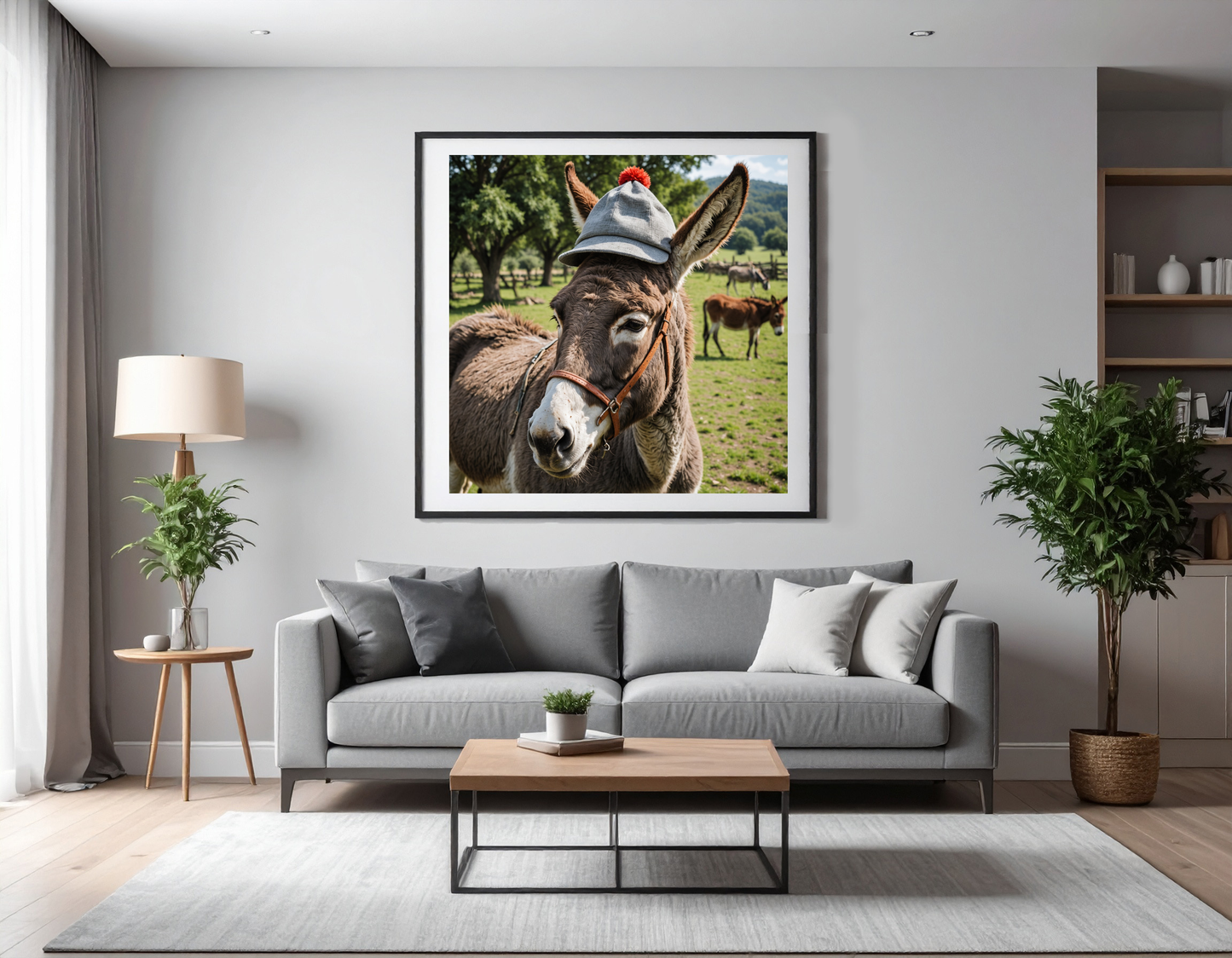 Donkey with sleeping hat on