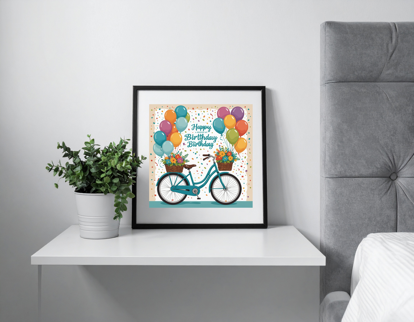 Birthday card with bicycle