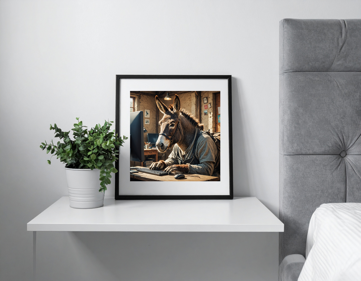 donkey at a computer