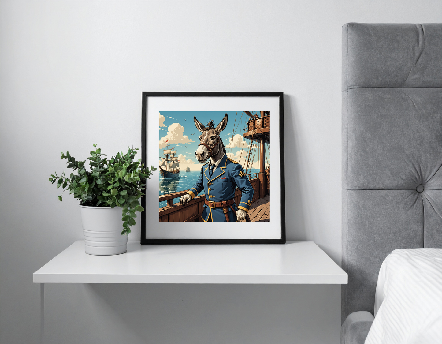 Donkey as captain on old ship