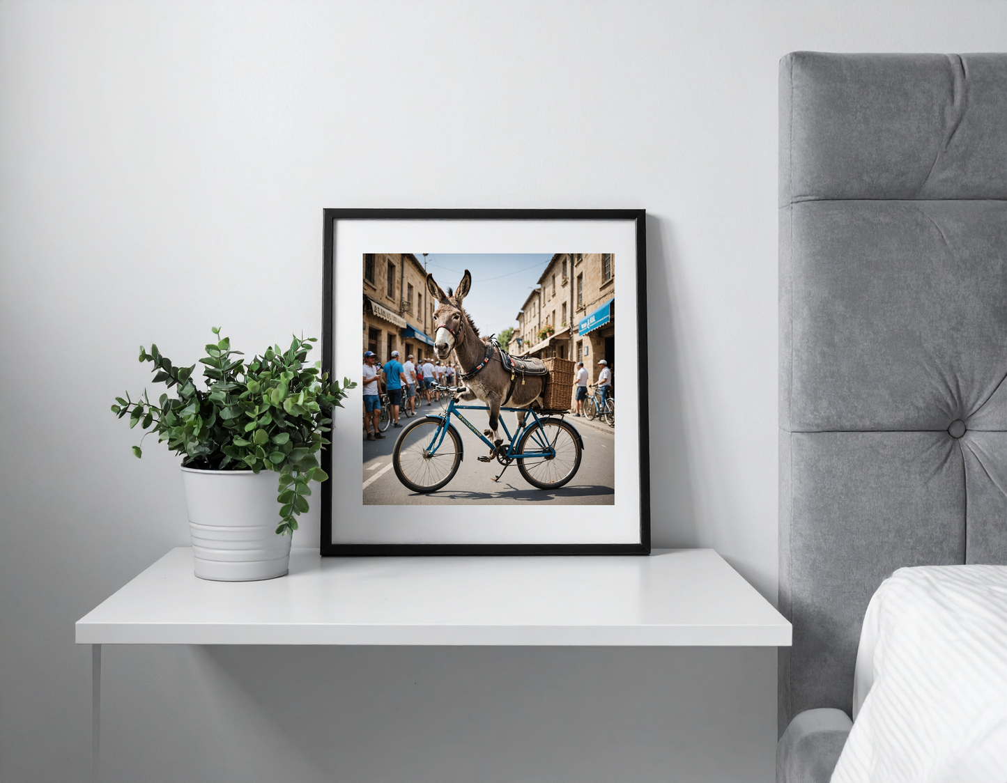 Donkey on a racing bicycle