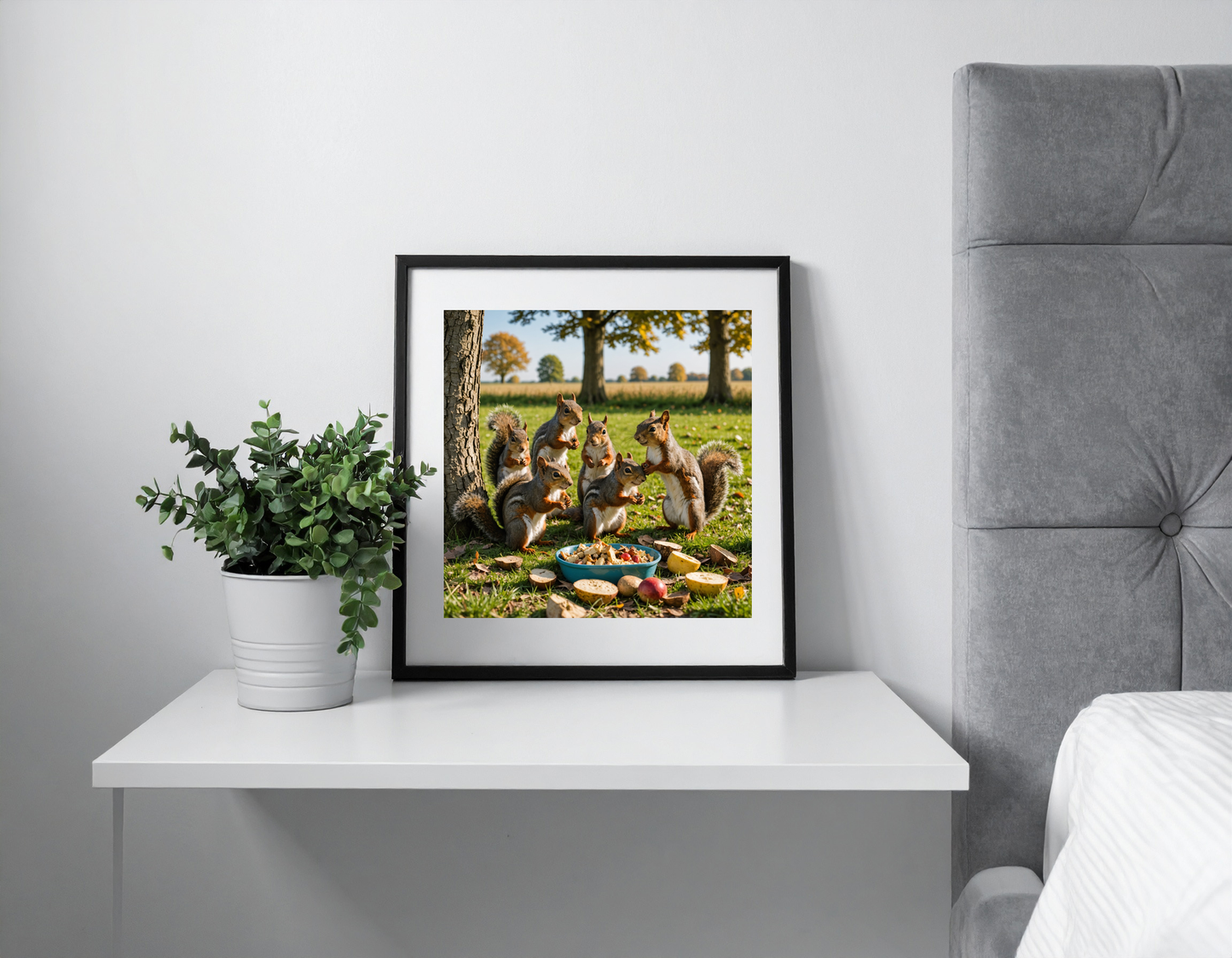 Group of Squirrels having a picknick on a dike