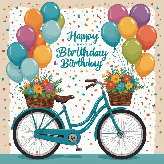 Birthday card with bicycle