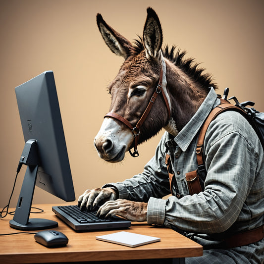 donkey typing on a computer