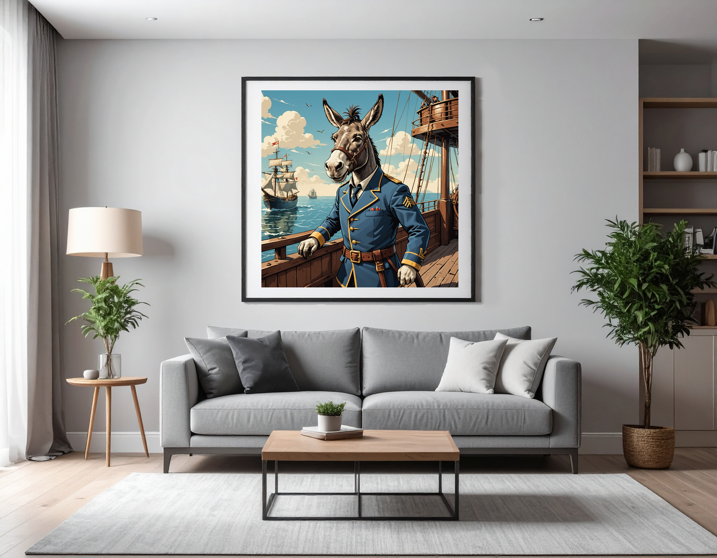 Donkey as captain on old ship