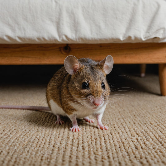 Mouse beneath bed