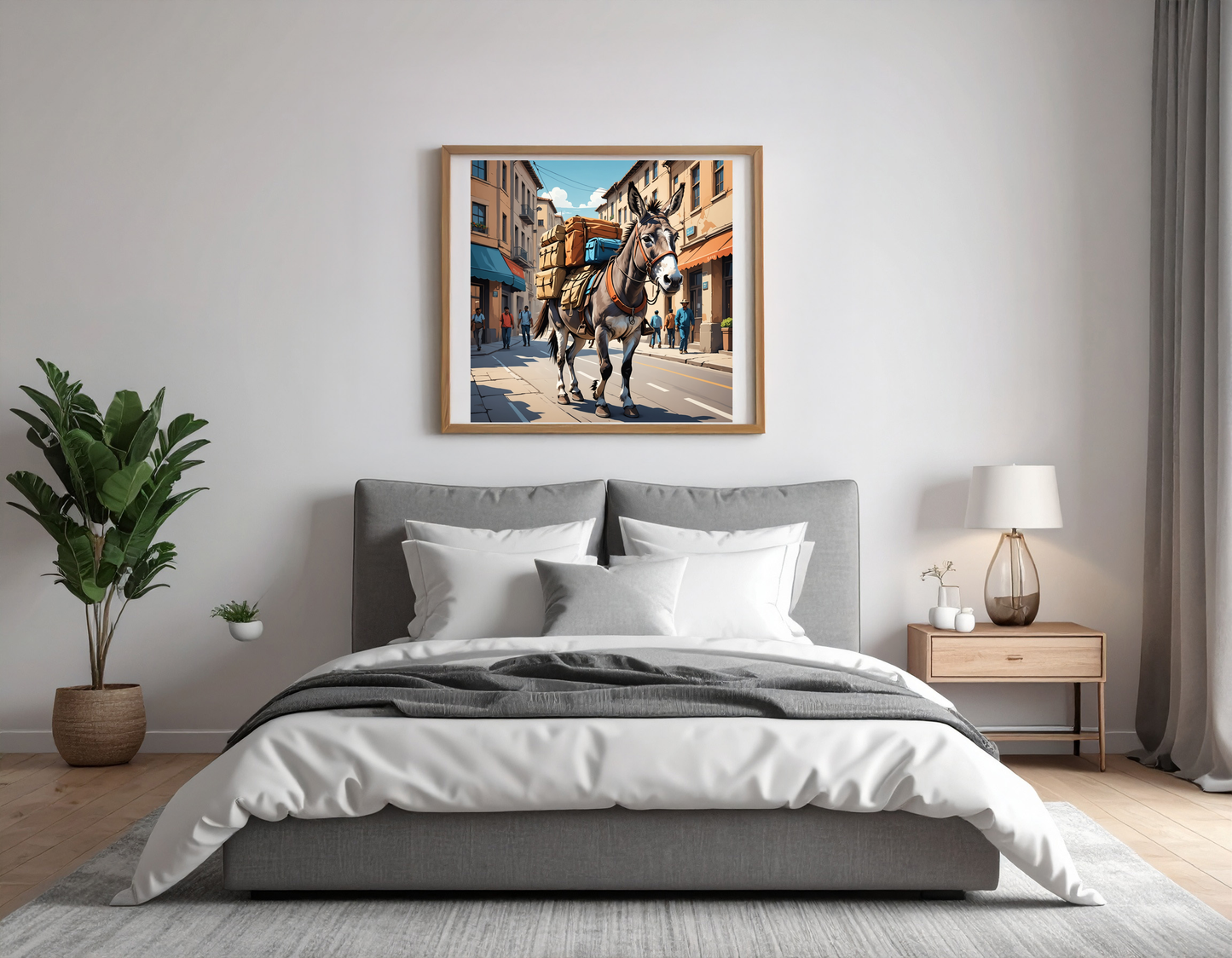 Donkey commuting to work