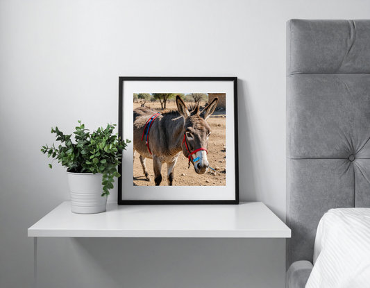Donkey with a fever thermometer in its mouth