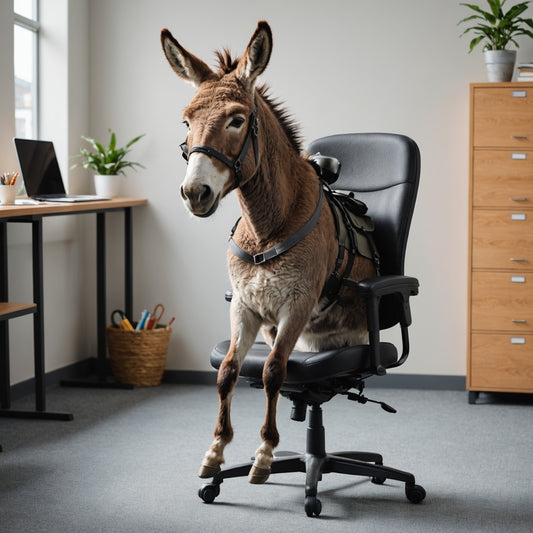 Donkey sticking to an office chair