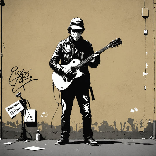 Banksy art with guitar