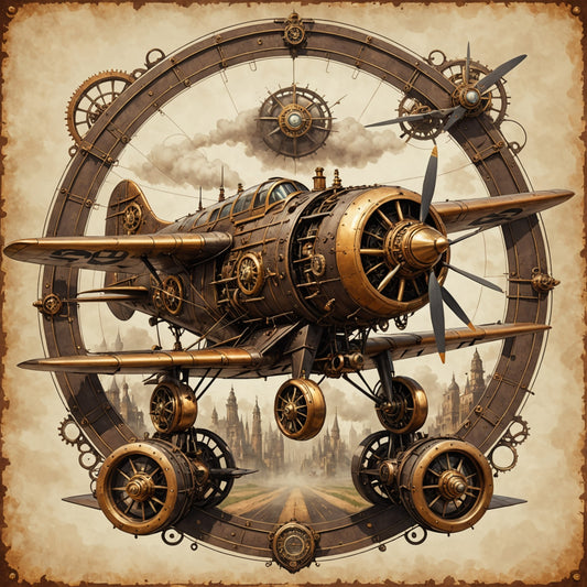 Airplane in steampunk style