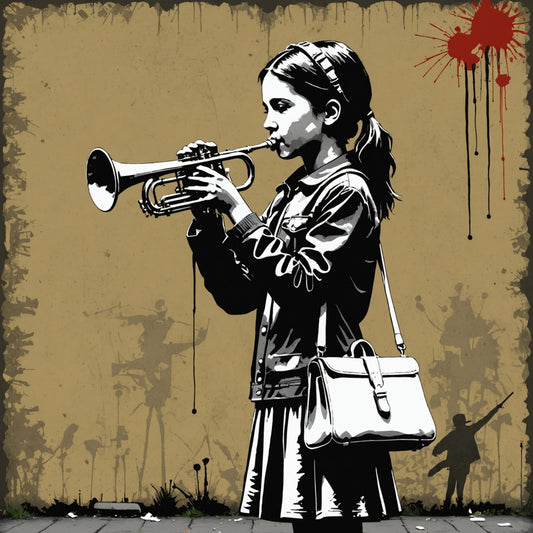 Banksy girl with trumpet