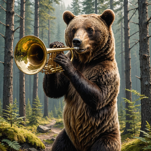 Bear with trumpet
