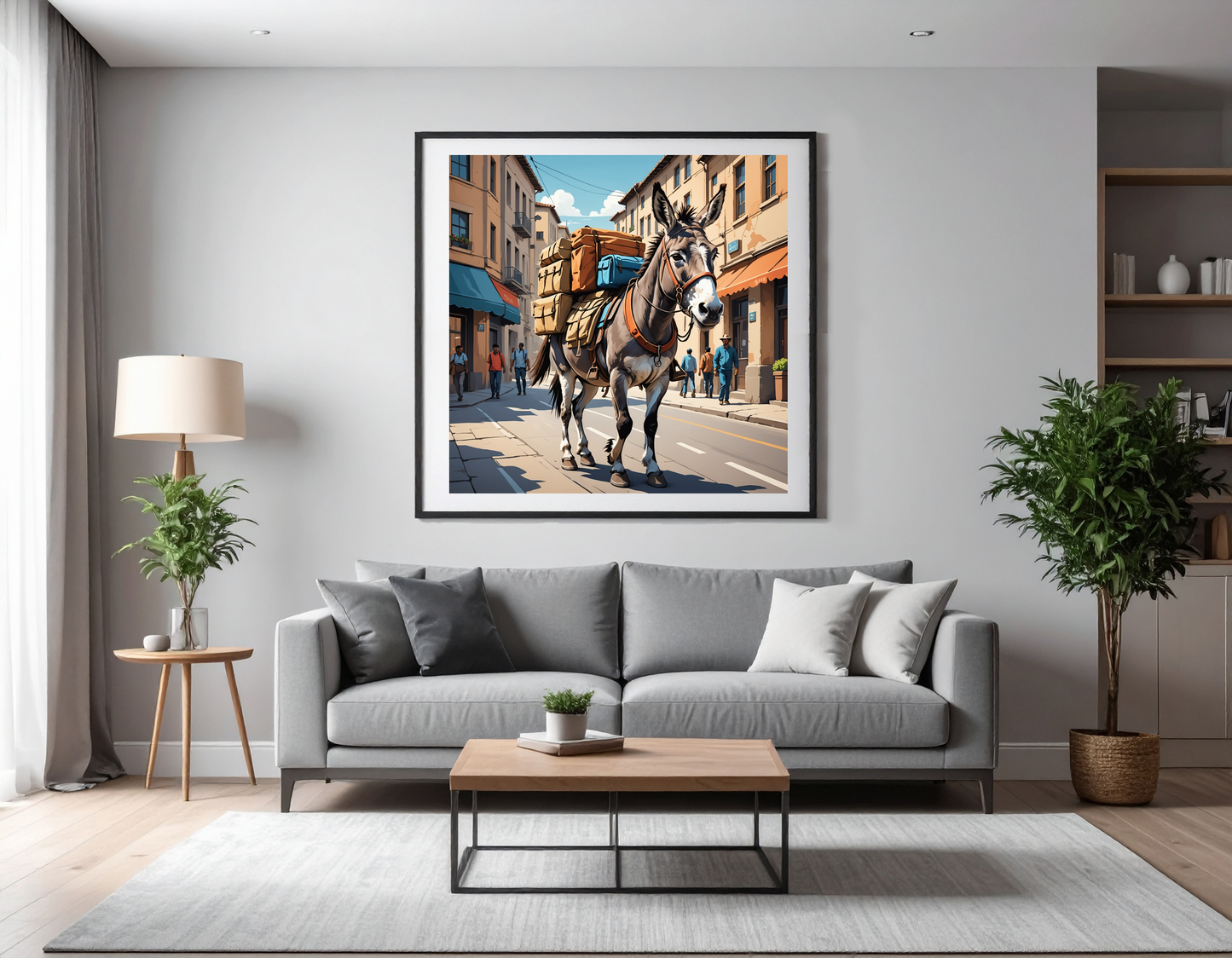 Donkey commuting to work