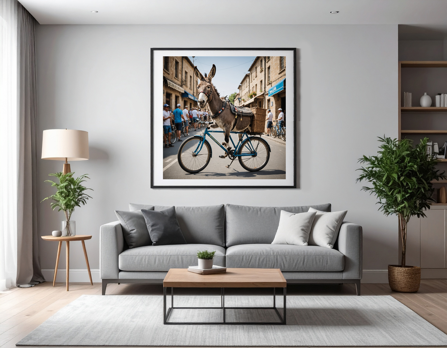 Donkey on a racing bicycle