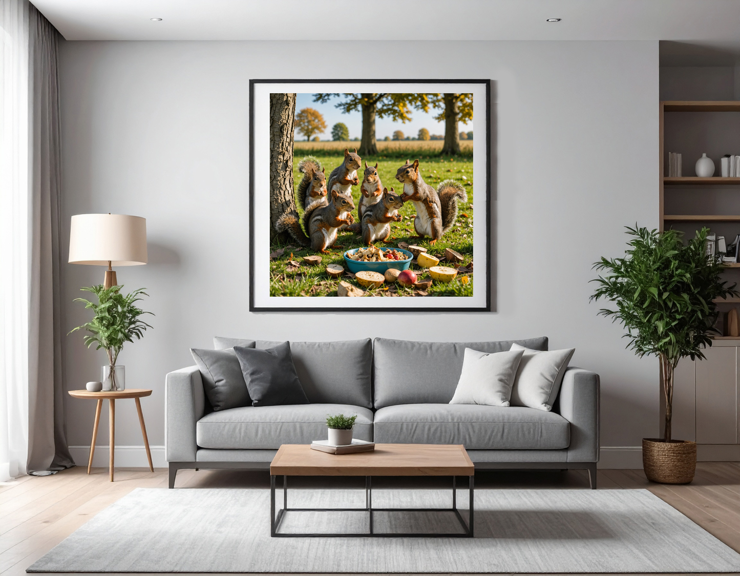 Group of Squirrels having a picknick on a dike