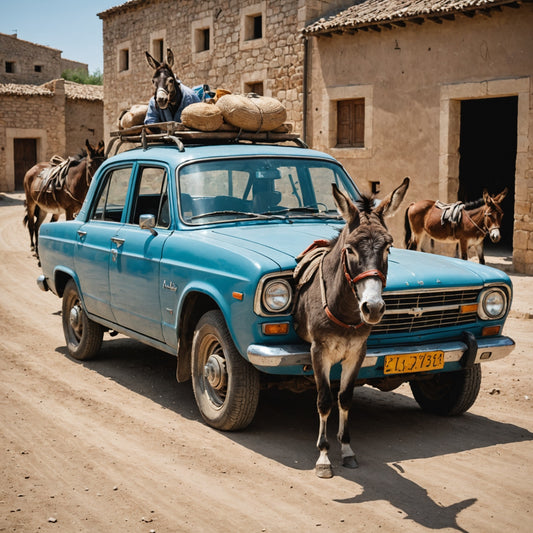 car with donkey